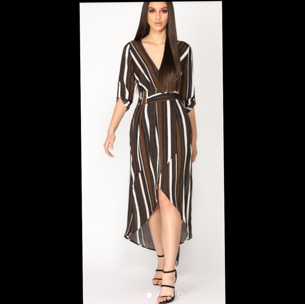 Stripped vneck dress